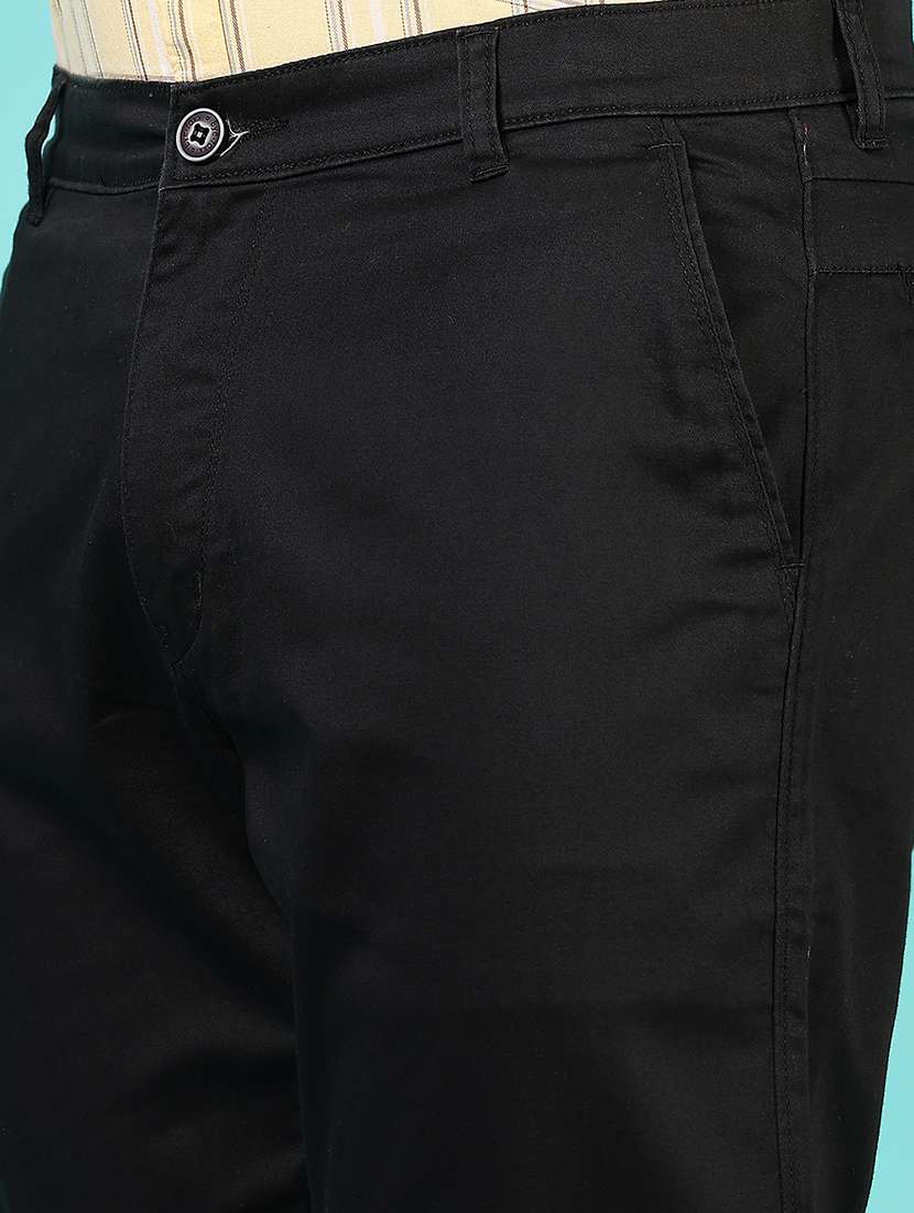 men mid rise solid flat front casual trouser - 21766265 -  Standard Image - 5