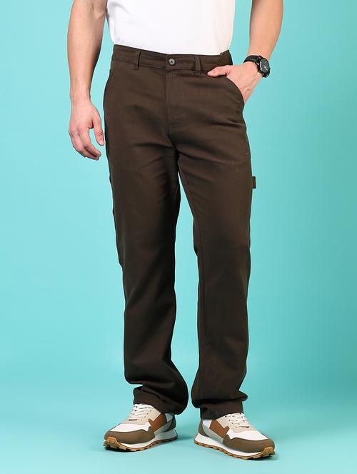 men mid rise solid flat front casual trouser - 21766274 - Standard Image - 0