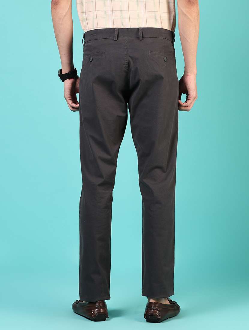 men mid rise solid flat front casual trouser - 21766276 -  Standard Image - 3