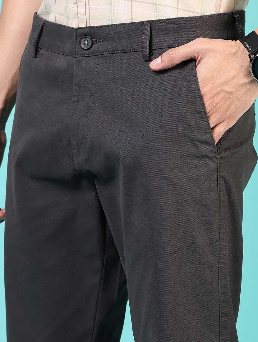 men mid rise solid flat front casual trouser - 21766276 -  Standard Image - 5