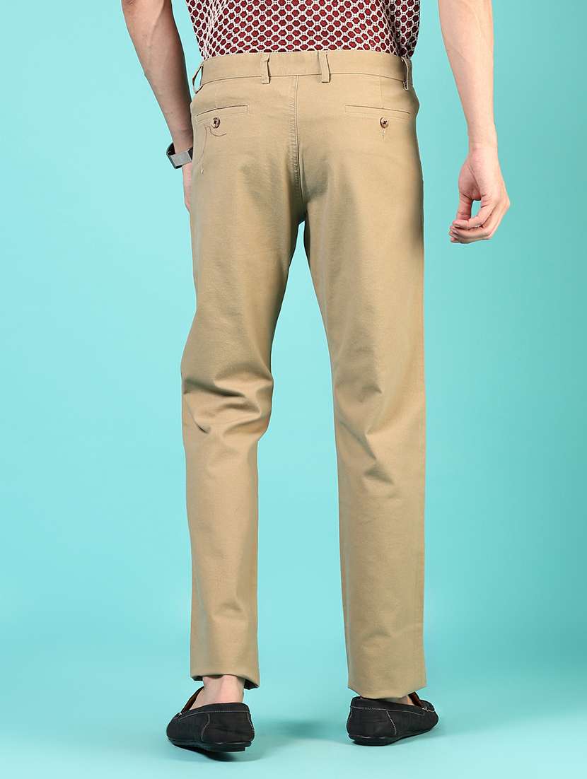 men mid rise solid flat front casual trouser - 21766279 -  Standard Image - 3
