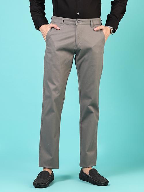 men mid rise solid flat front casual trouser - 21766280 - Standard Image - 0
