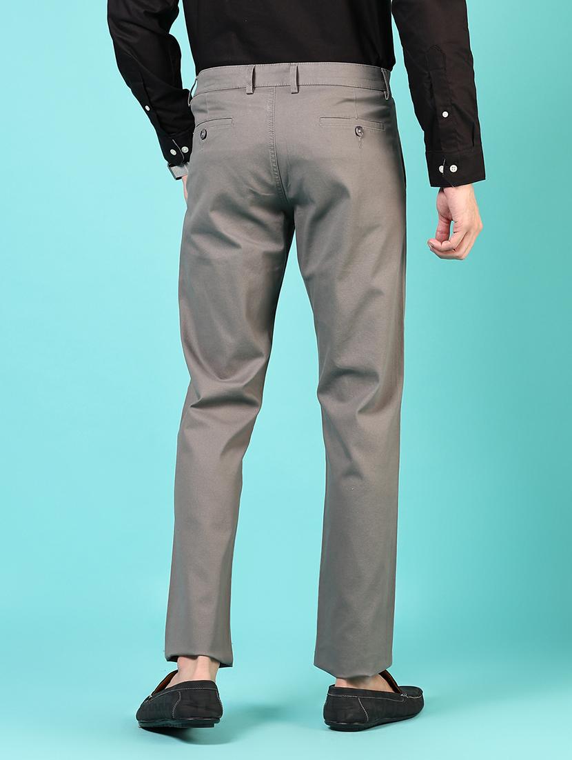 men mid rise solid flat front casual trouser - 21766280 - Standard Image - 3