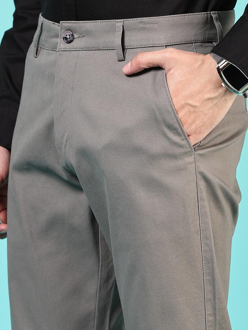 men mid rise solid flat front casual trouser - 21766280 - Standard Image - 5