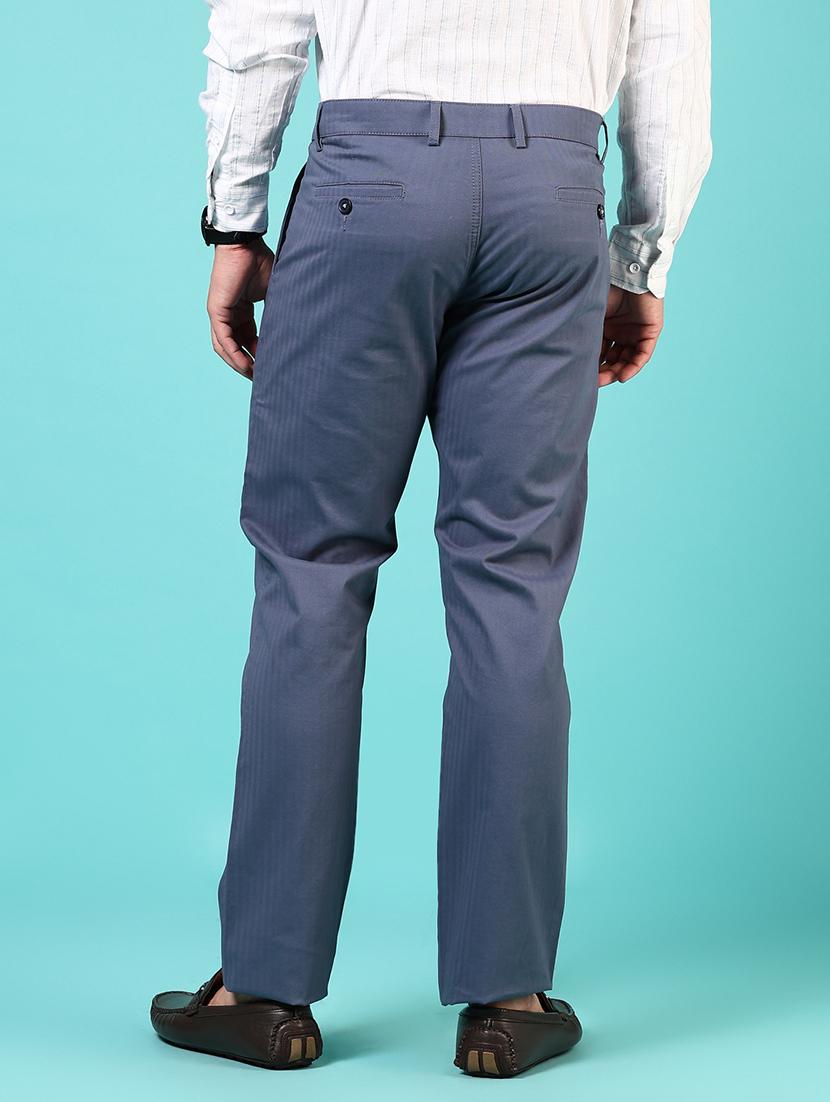 men mid rise solid flat front casual trouser - 21766281 - Standard Image - 3