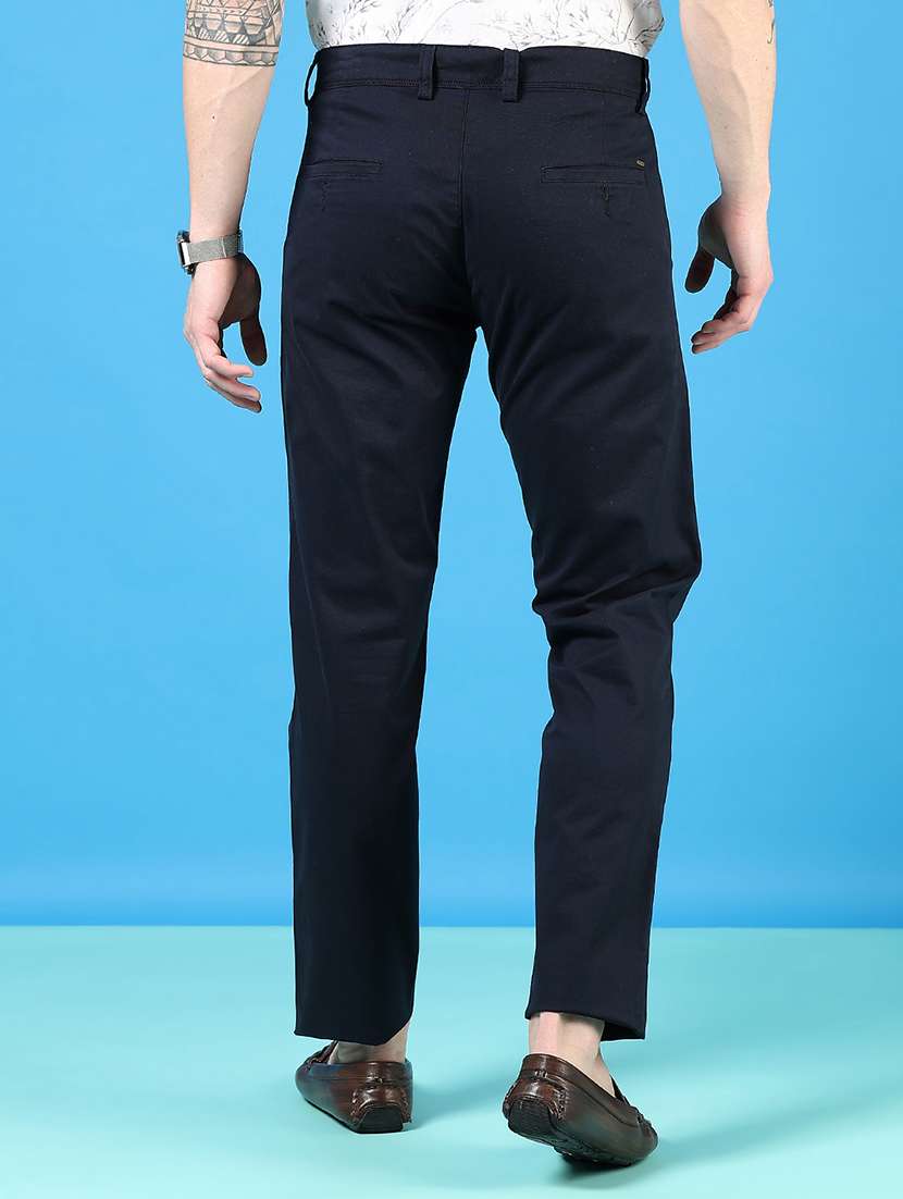 men mid rise solid flat front casual trouser - 21766282 -  Standard Image - 3