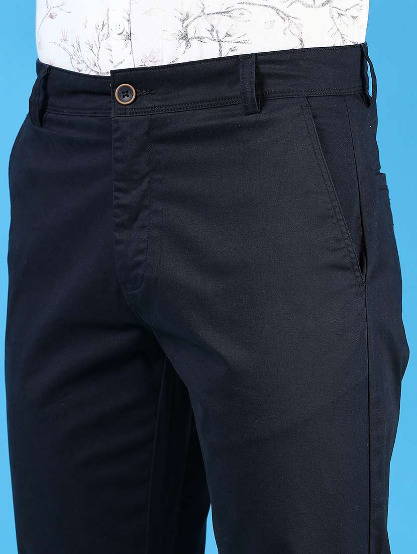men mid rise solid flat front casual trouser - 21766282 -  Standard Image - 5