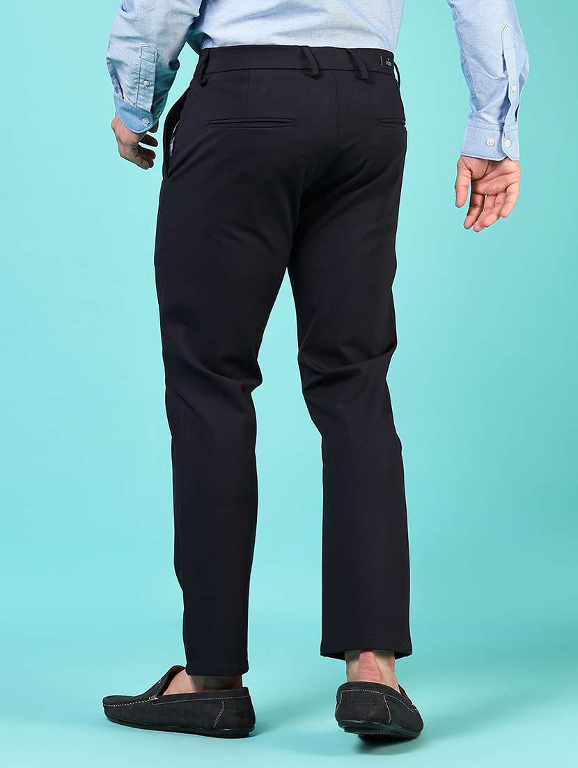 men mid rise solid flat front casual trouser - 21766284 -  Standard Image - 3