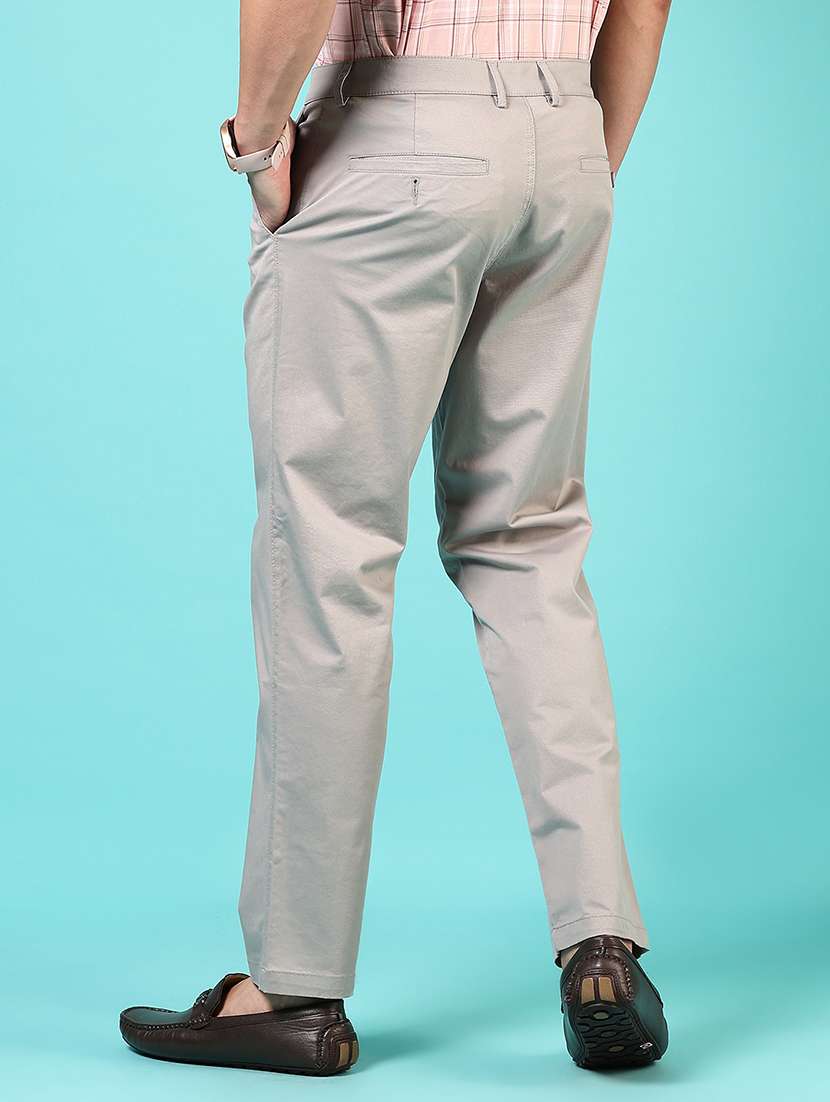 men mid rise solid flat front casual trouser - 21766286 - Standard Image - 3