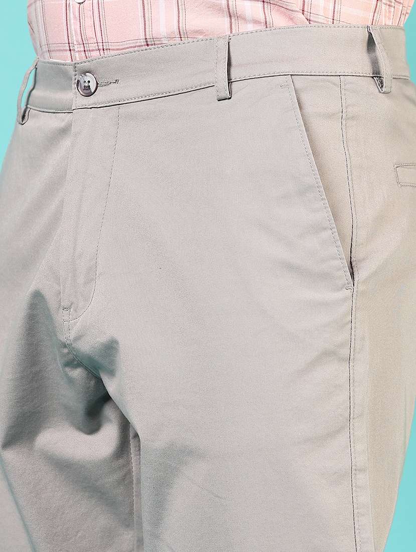 men mid rise solid flat front casual trouser - 21766286 - Standard Image - 5