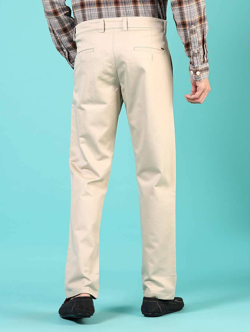 men mid rise solid flat front casual trouser - 21766287 -  Standard Image - 3