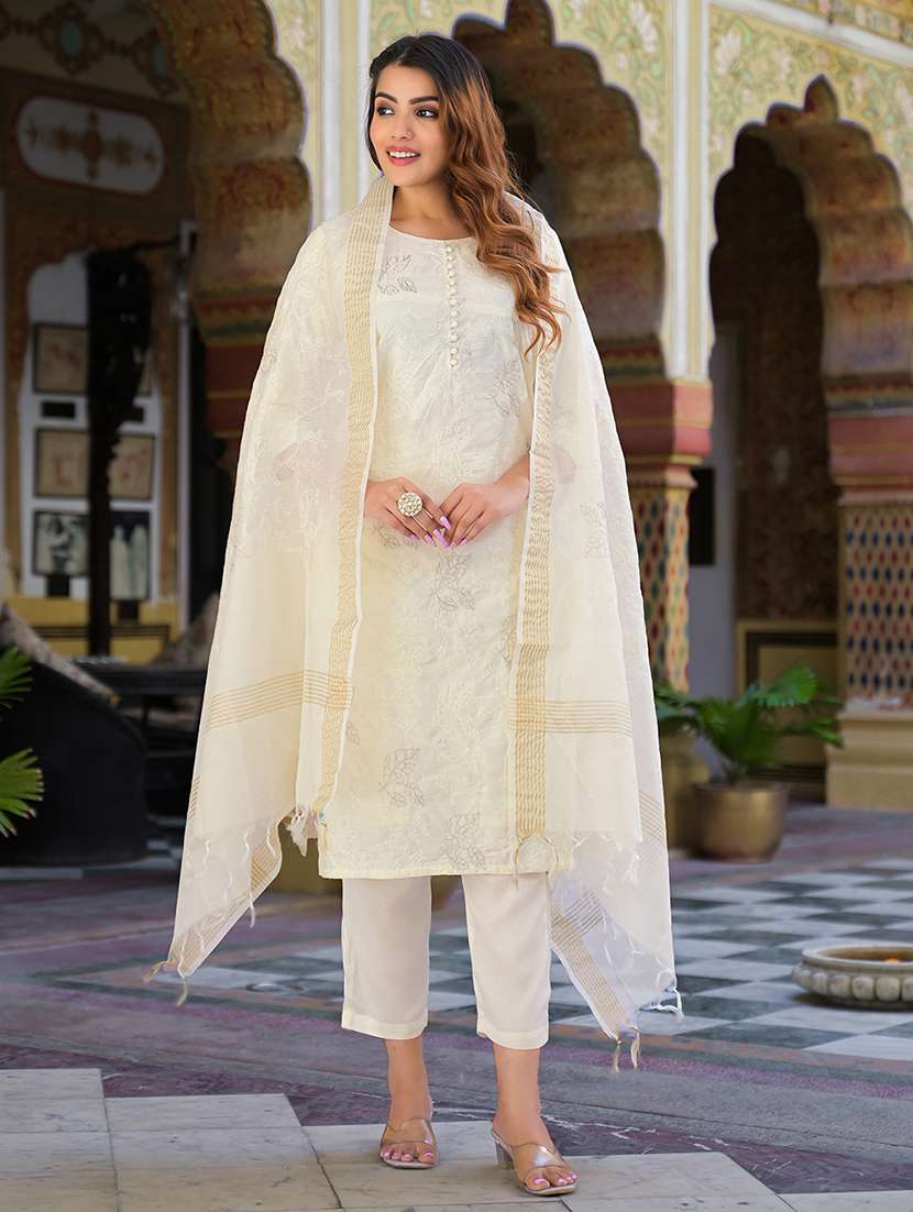 women three quarter sleeve kurta pant with dupatta set - 21766307 -  Standard Image - 3