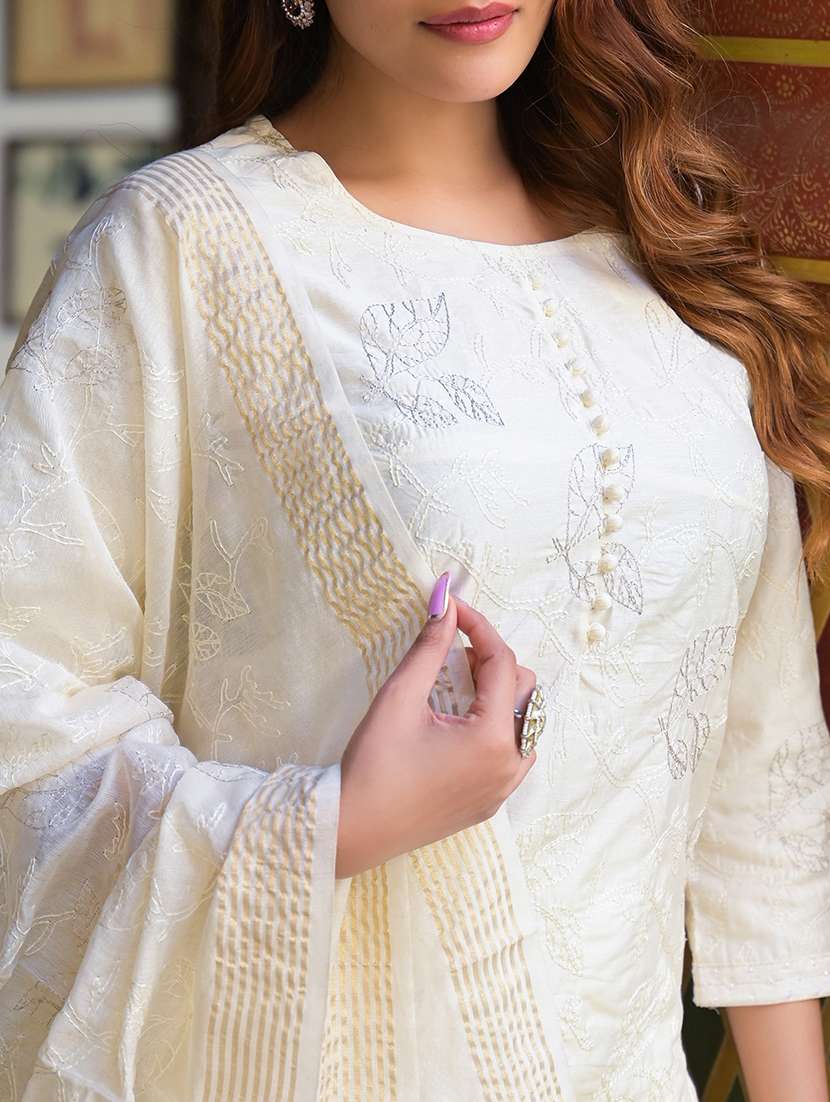 women three quarter sleeve kurta pant with dupatta set - 21766307 -  Standard Image - 5