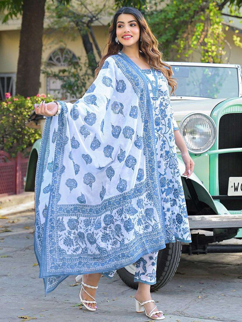 women three quarter sleeve kurta pant with dupatta set - 21766312 -  Standard Image - 3