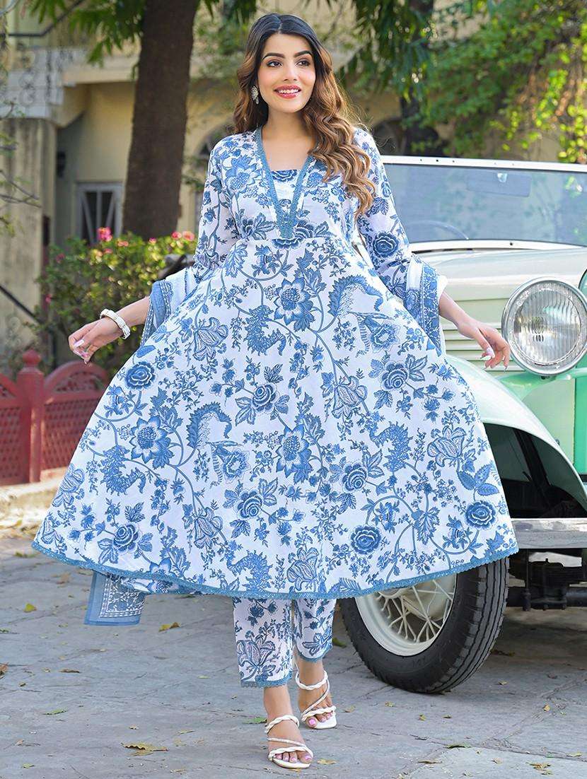 women three quarter sleeve kurta pant with dupatta set - 21766312 -  Standard Image - 5