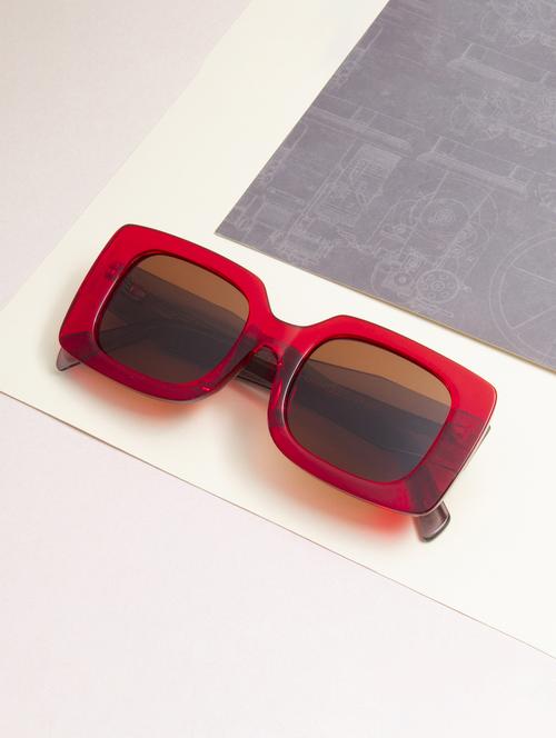 ted smith unisex brown premium italian acetate sunglasses with polarized lenses. - 21766341 -  Standard Image - 0