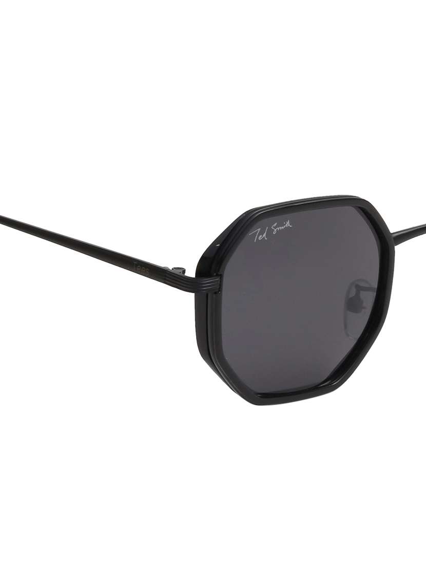 ted smith unisex black premium metal sunglasses with polarized lenses. - 21766364 -  Standard Image - 5