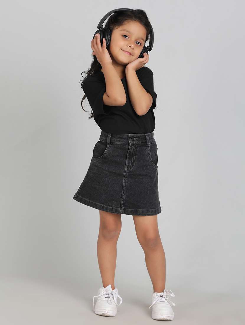 girls black solid a-line skirt - 21766385 -  Standard Image - 5