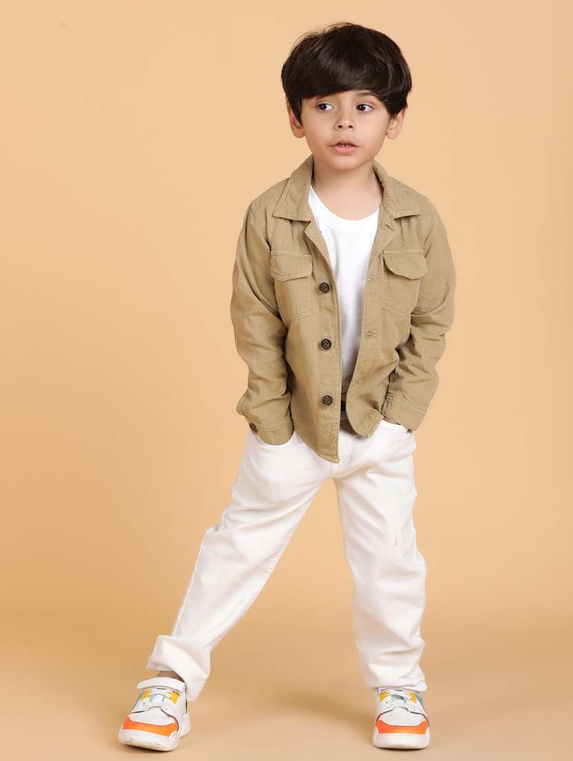 boys solid collared long sleeves shacket  - 21766386 -  Standard Image - 5