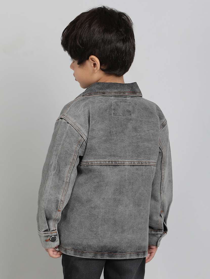 boys solid collared long sleeves shacket  - 21766387 -  Standard Image - 3