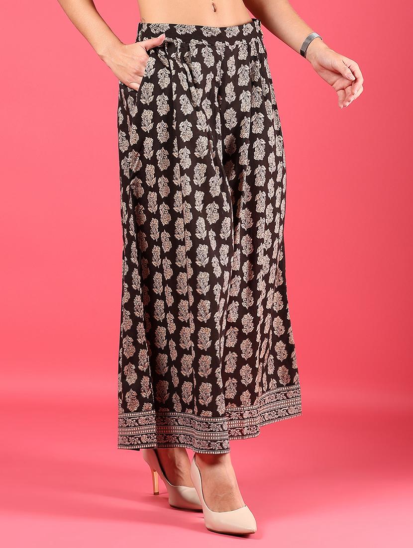 women printed mid rise flared palazzo - 21766469 - Standard Image - 5