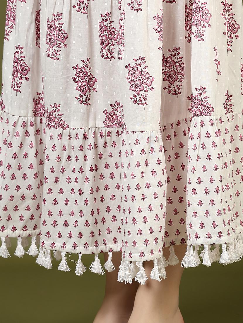 women off white prinred mid rise tiered skirt - 21766490 - Standard Image - 3