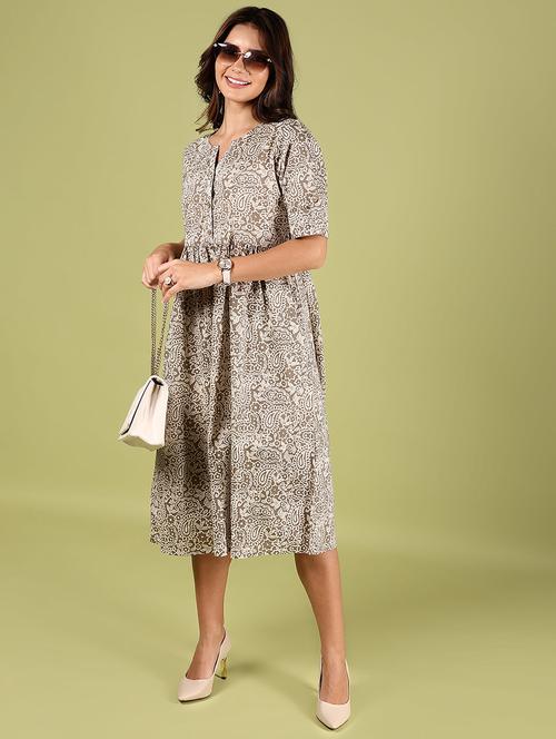 women printed notch neck ethnic dress - 21766504 - Standard Image - 0