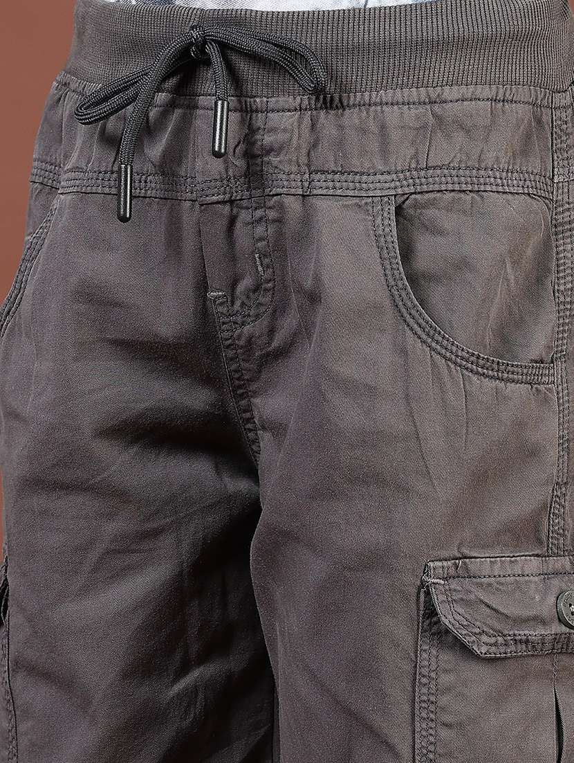 boys solid mid rise relaxed fit cargo - 21766509 -  Standard Image - 3