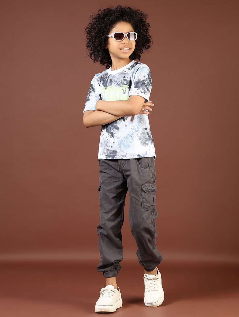 boys solid mid rise relaxed fit cargo - 21766509 -  Standard Image - 5