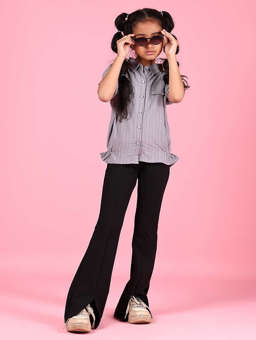 girls solid puff sleeve collared shirt - 21766557 - Standard Image - 5