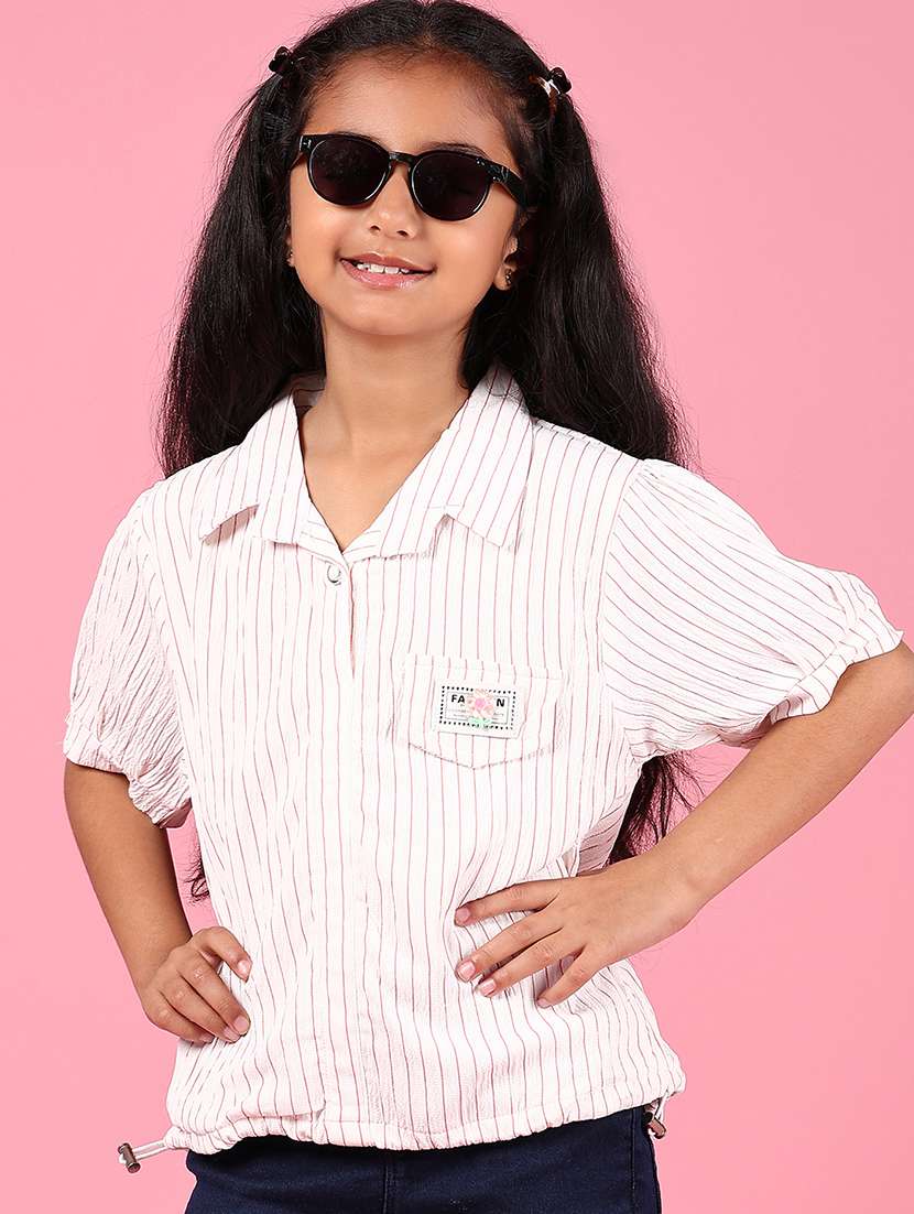 girls printed short sleeve collared shirt
