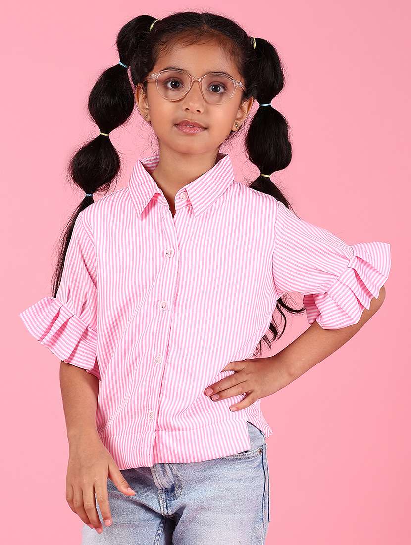 girls printed short sleeve collared shirt