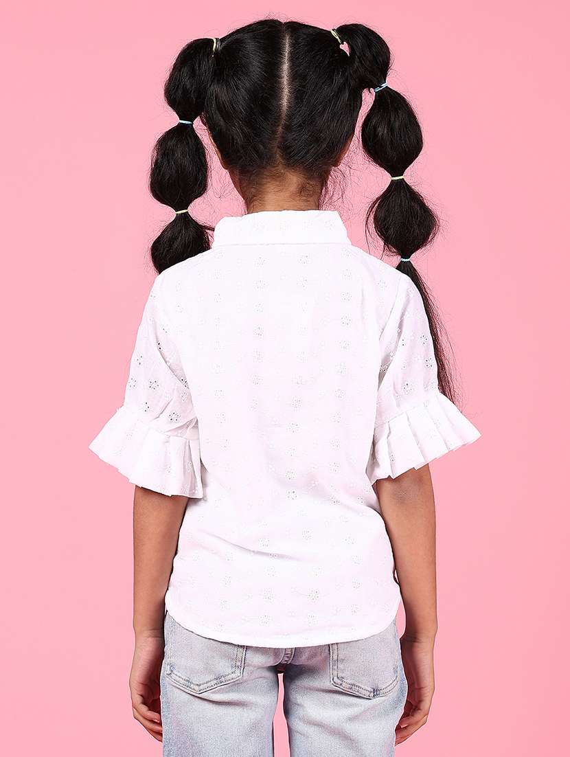 girls solid short sleeve collared shirt - 21766584 -  Standard Image - 3