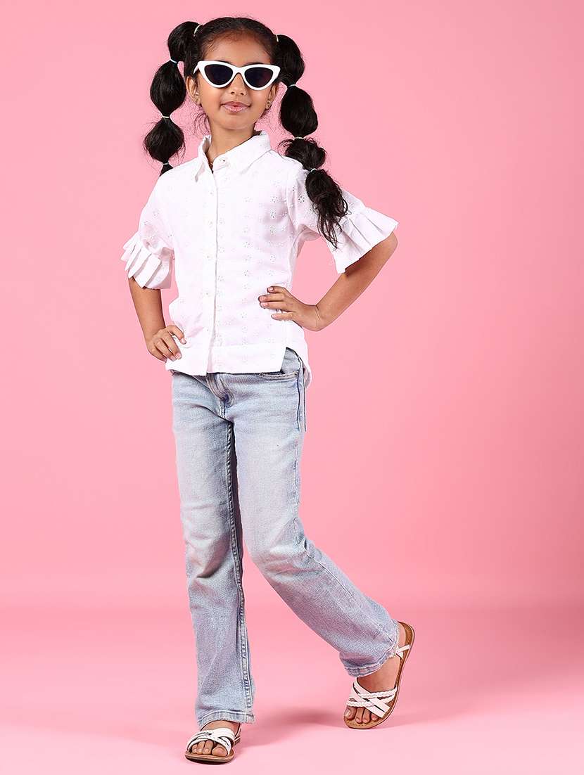 girls solid short sleeve collared shirt - 21766584 -  Standard Image - 5