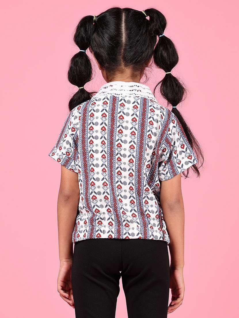 girls printed short sleeve collared shirt top - 21766585 -  Standard Image - 3