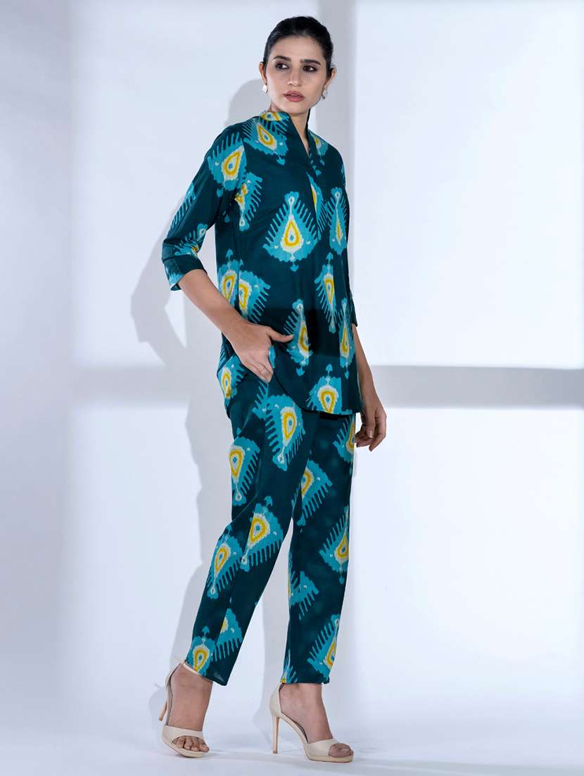 women printed three quarter sleeve ethnic co ord set - 21766726 - Standard Image - 3