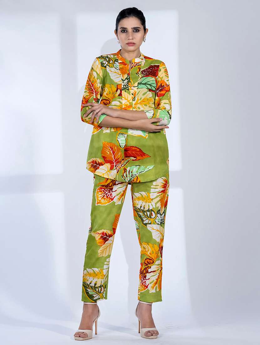 women three quarter sleeve ethnic co ord set