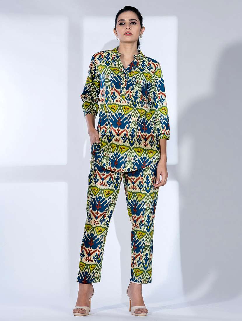 women three quarter sleeve ethnic co ord set