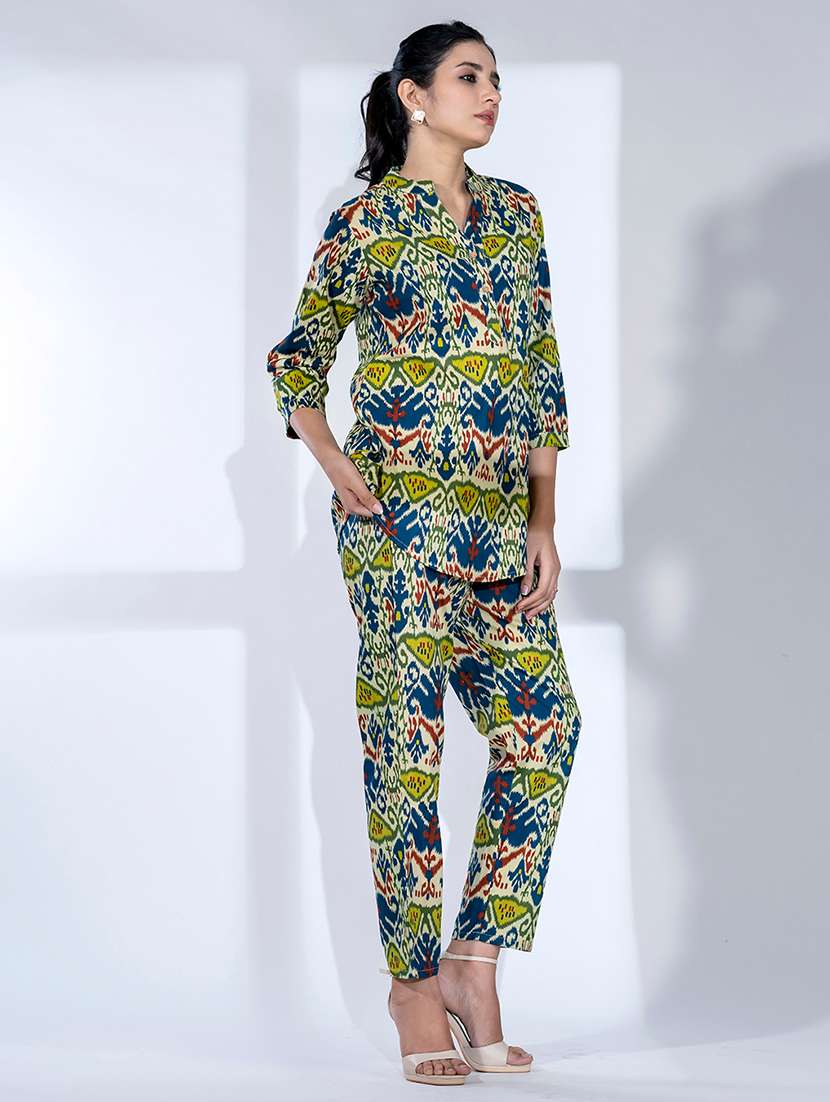 women three quarter sleeve ethnic co ord set - 21766733 -  Standard Image - 3