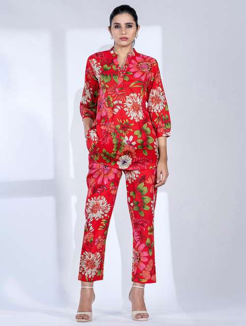 women three quarter sleeve ethnic co ord set - 21766740 - Standard Image - 0