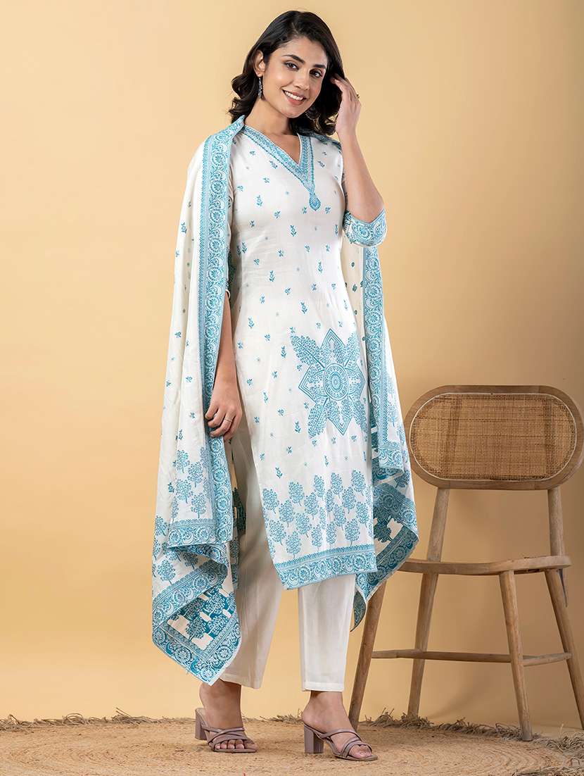 women three quarter sleeve kurta pant with dupatta set - 21766755 -  Standard Image - 3