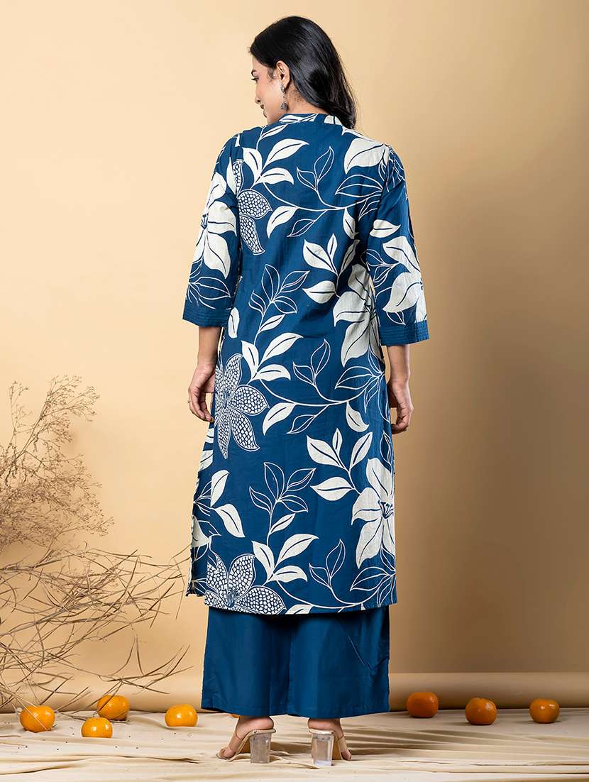 women three quarter sleeve kurta palazzo set - 21766779 - Standard Image - 3