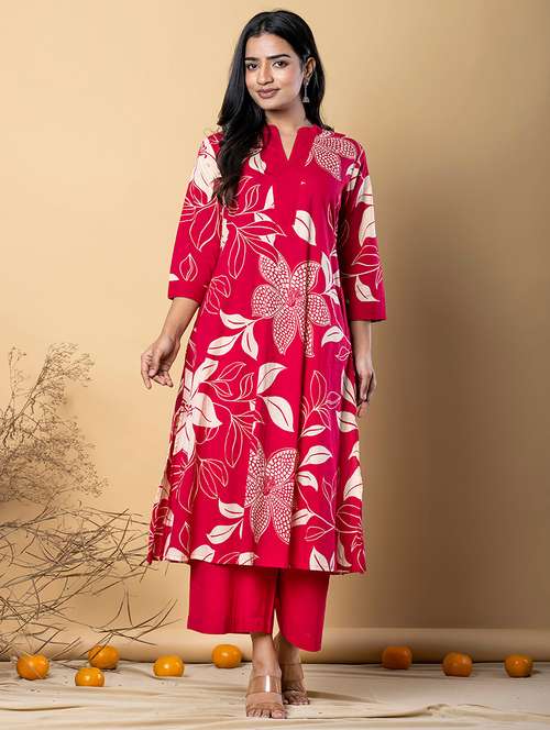 women three quarter sleeve kurta palazzo set - 21766780 -  Standard Image - 0