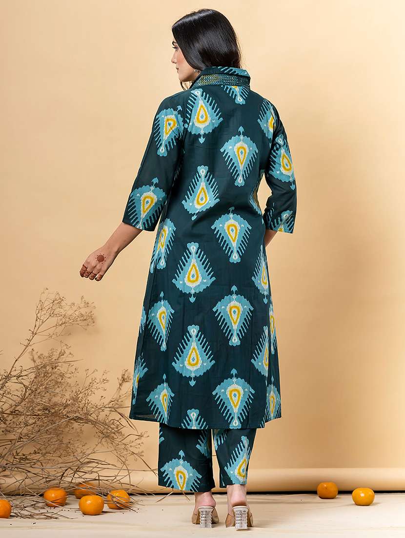 women three quarter sleeve kurta palazzo set - 21766787 -  Standard Image - 3