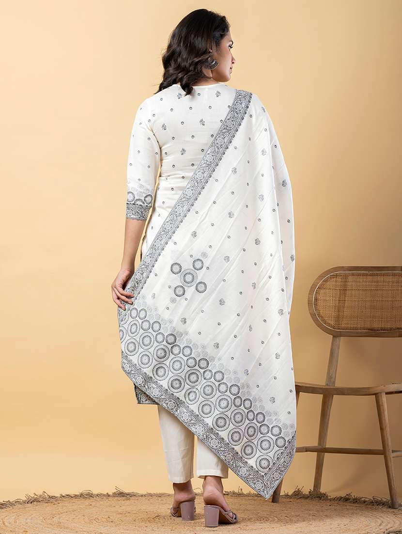 women three quarter sleeve kurta pant with dupatta set - 21766789 -  Standard Image - 3