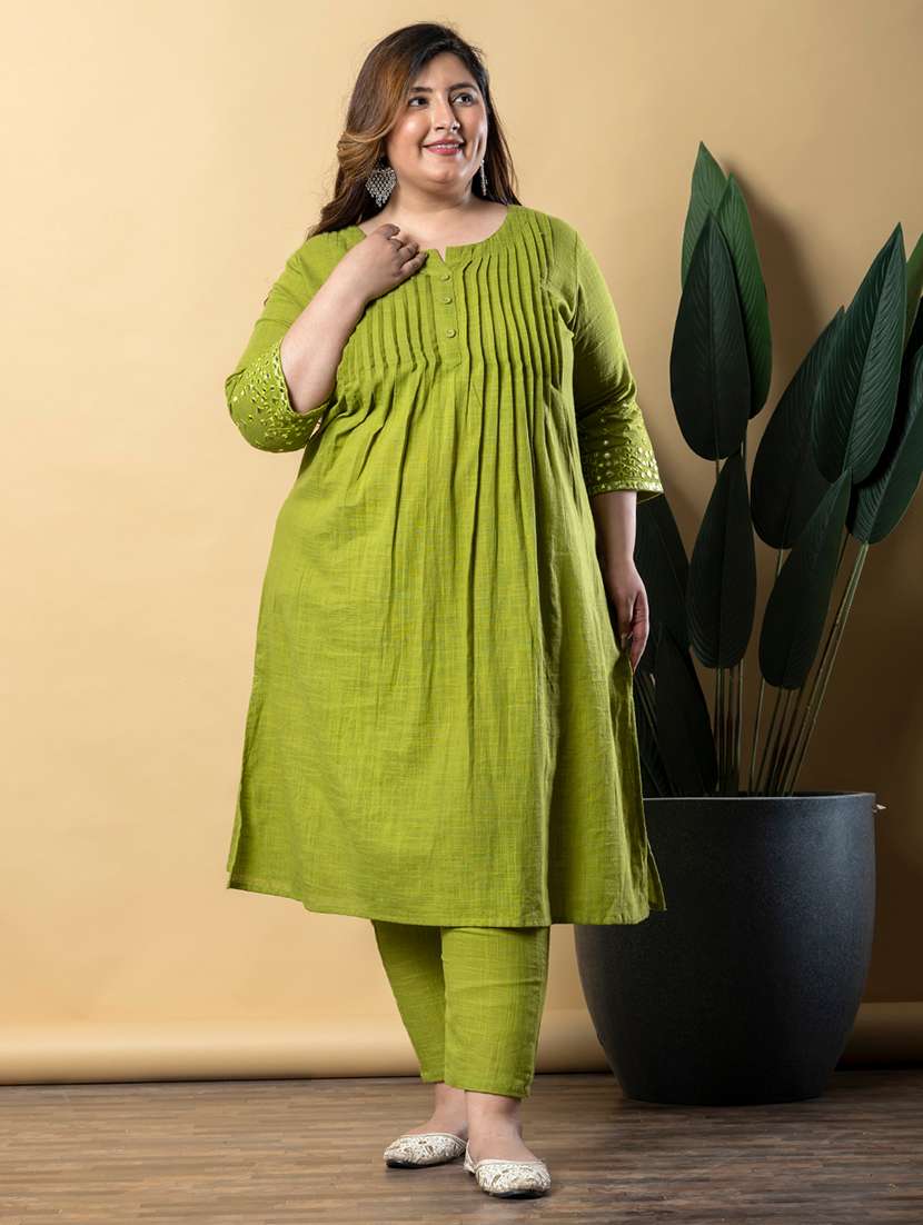 women plus size three quarter sleeve kurta pant set - 21766873 -  Standard Image - 3