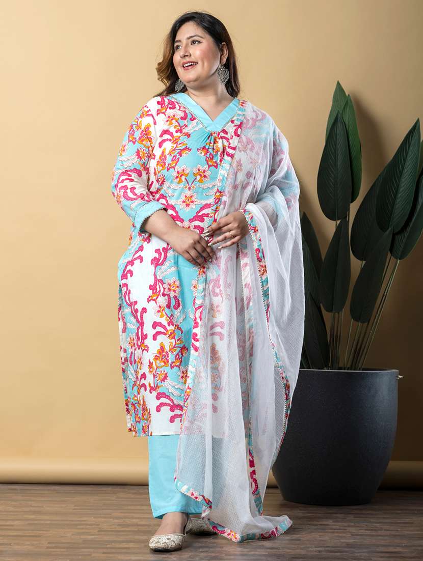 women three quarter sleeve kurta pant with dupatta set - 21766879 - Standard Image - 3