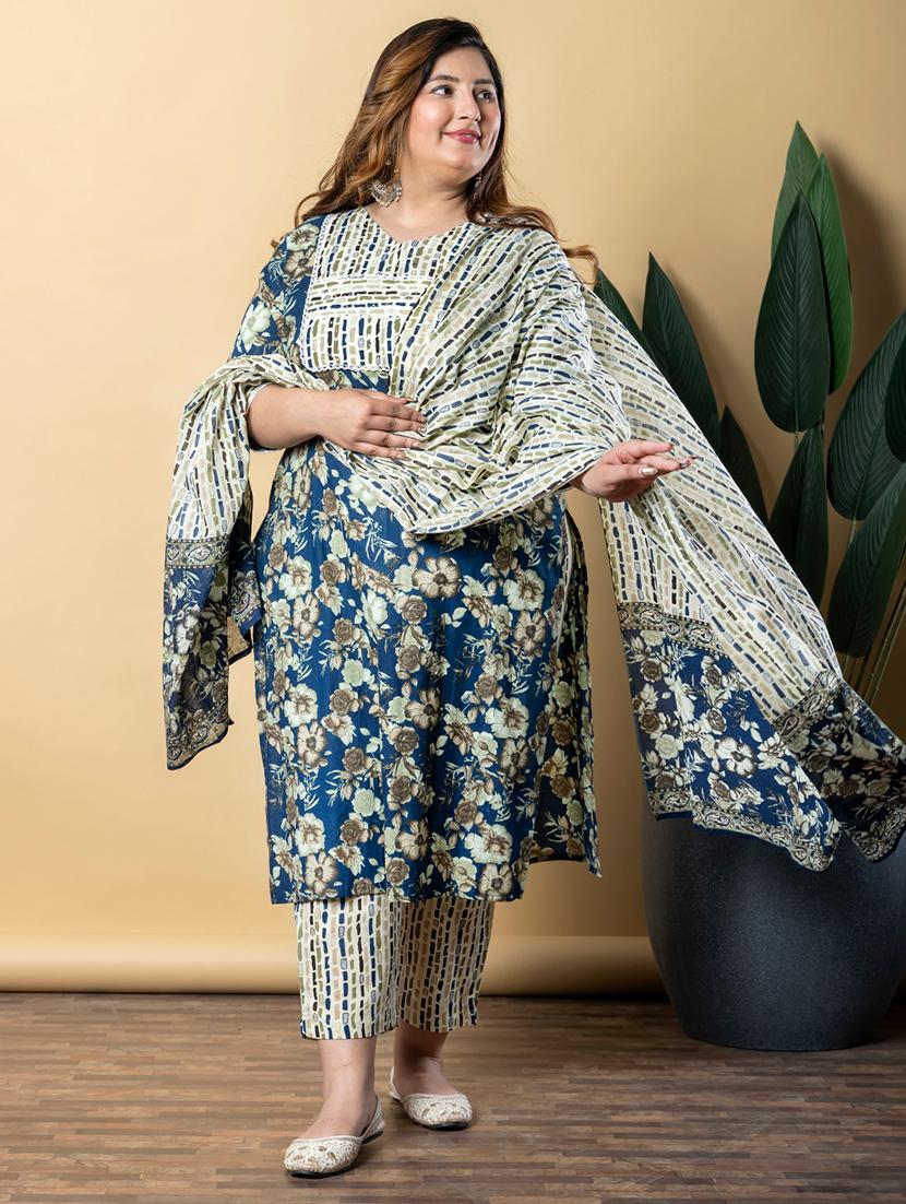 women three quarter sleeve kurta pant with dupatta set - 21766883 - Standard Image - 3