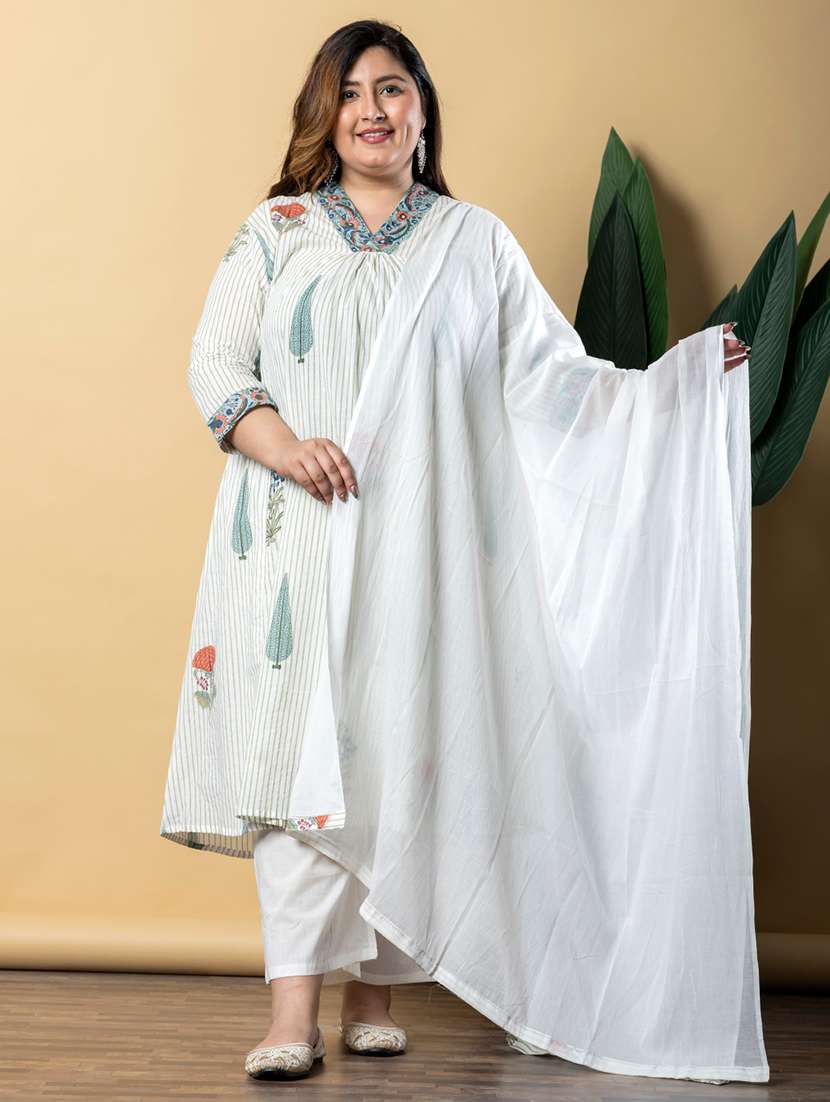 women three quarter sleeve kurta pant with dupatta set - 21766885 - Standard Image - 3