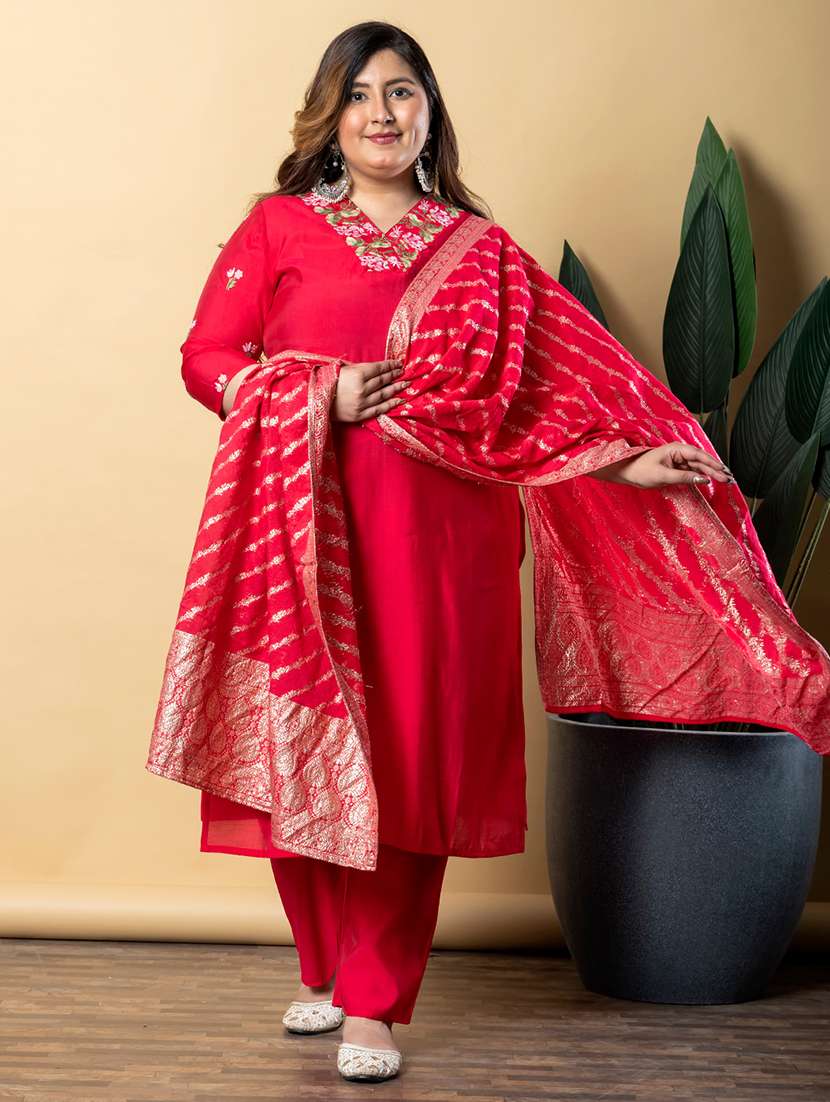 women three quarter sleeve kurta pant with dupatta set - 21766888 -  Standard Image - 3